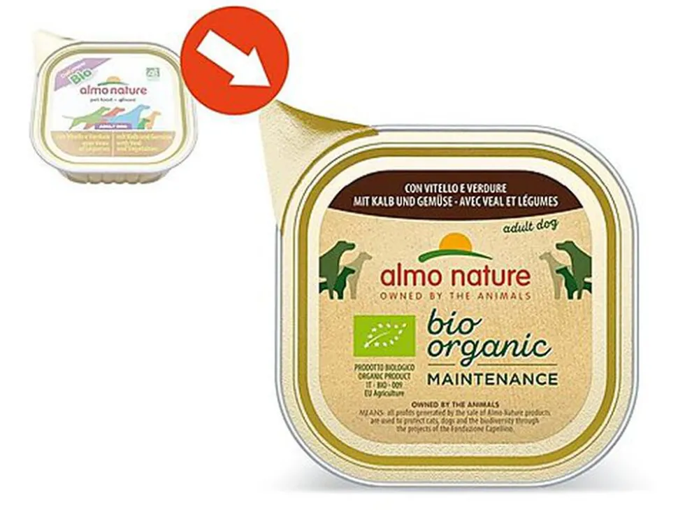 Almo Nature - Pâtée en Barquette Daily Menu Bio au Veau et Légumes pour Chien