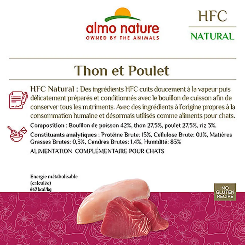 Almo Nature - Pâtée en Boîte HFC Natural Thon et Poulet pour Chat - 150g