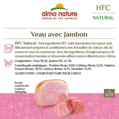 Almo Nature - Pâtée en Boîte HFC Veau et Jambon pour Chiens - 95g