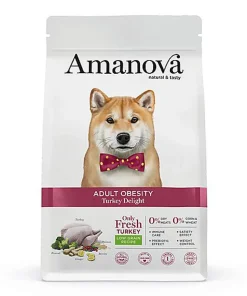 Amanova - Croquettes Adult Obisity à la Dinde pour Chiens - 10Kg