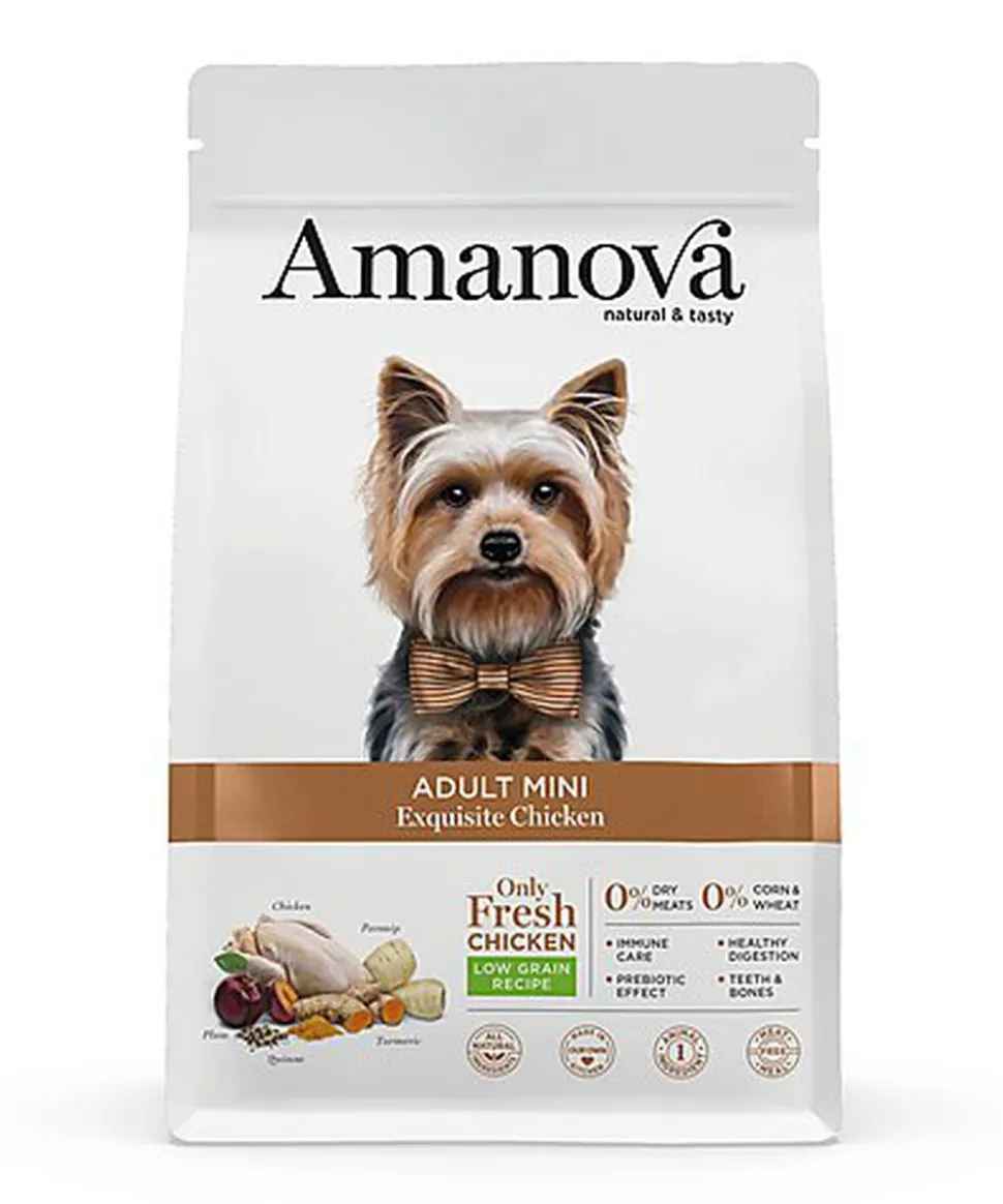 Amanova - Croquettes Adult Mini au Poulet pour Chiens - 7Kg