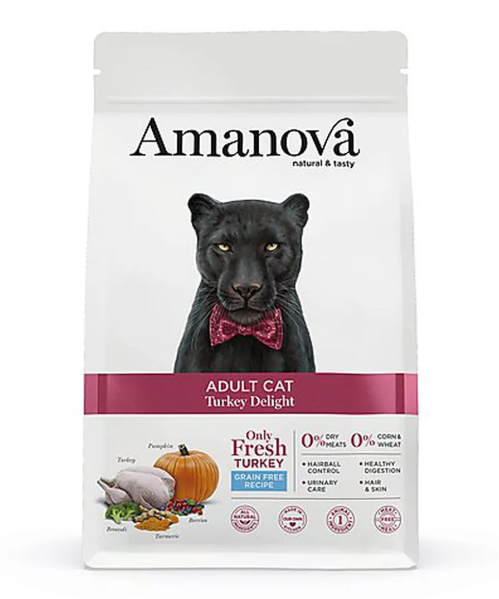 Amanova - Croquettes Adult sans Céréales à la Dinde pour Chats - 6Kg