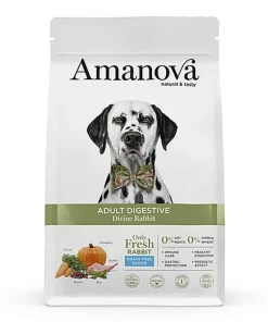 Amanova - Croquettes Adult Digestive sans Céréales au Lapin pour Chiens - 2Kg