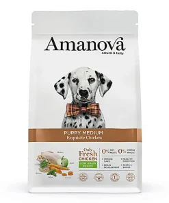 Amanova - Croquettes Medium au Poulet pour Chiots - 2Kg