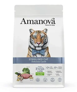 Amanova - Croquettes Sterilised à l'Agneau pour Chats - 4Kg