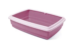 Animalis - Bac à Litière Jumbo avec Rebord pour Chat - Rose
