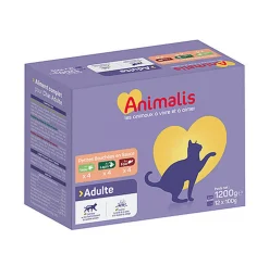 Animalis - Bouchées en Sauce aux Viandes pour Chat - 12x100g