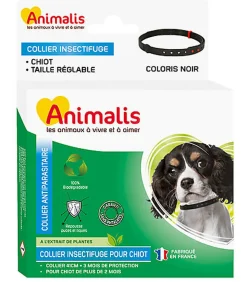 Animalis - Collier Antiparasitaire Noir pour Chiot - 41cm
