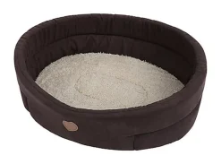 Animalis - Corbeille Tissus Suédine Marron et Beige pour Chien - T1