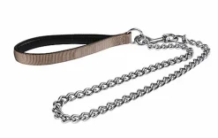 Animalis - Laisse Métal Fine Confort 15mm et 100cm pour Chien - Taupe