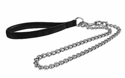 Animalis - Laisse Métal Fine Confort 15mm et 100cm pour Chien - Noir