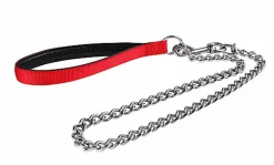 Animalis - Laisse Métal Fine Confort 15mm et 100cm pour Chien - Rouge
