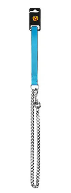 Animalis - Laisse Métal Forte Confort 25mm et 75cm pour Chien - Bleu