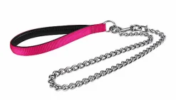 Animalis - Laisse Métal Forte Confort 25mm et 75cm pour Chien - Fuchsia