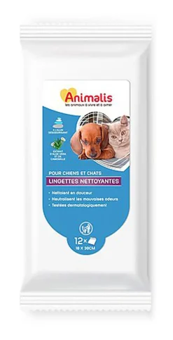 Animalis - Lingettes Nettoyantes Alun pour Chien et Chat - x12