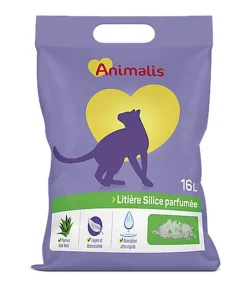 Animalis - Litière Silice Parfumée Aloe Vera pour Chat - 16L