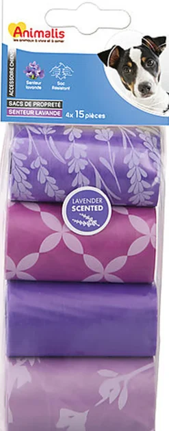 Animalis - Lot de 15 Sacs Propreté Senteur Lavande pour Chien - x4