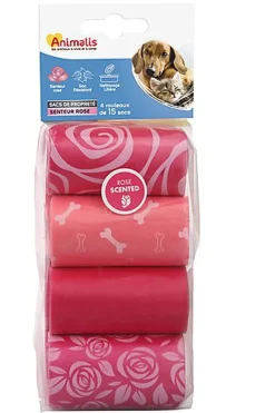 Animalis - Sacs Propreté Parfum Rose pour Chien et Chat - 4x15