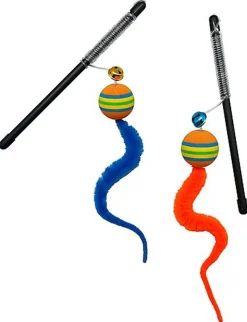 Anka - Canne à Pêche Balle Mousse et Serpentin pour Chat - 34cm