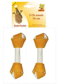 Anka - Lot 2 Os Noués au Poulet pour Chien - 10cm