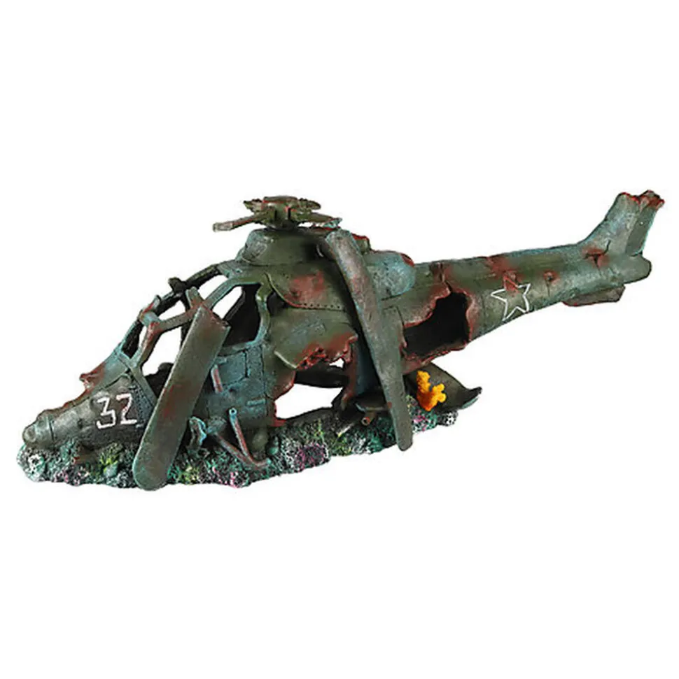 Aquadella - Décoration Hélicoptère 1 pour Aquarium - 74,5x22,5x25cm