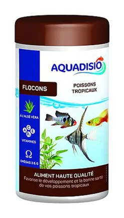 Aquadisio - Aliments Flocons pour Poissons Tropicaux - 250ml