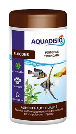 Aquadisio - Aliments Flocons Haute Qualité pour Poissons Tropicaux - 1,2L