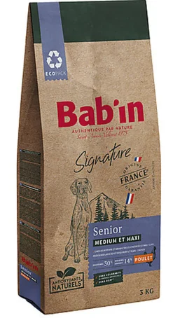 Bab'in - Croquettes Poulet pour Chien Medium & Maxi Senior