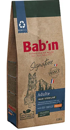 Bab'in -  Croquettes Poulet pour Chiens Maxi Stérilisés - 12kg
