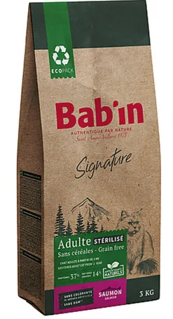 Bab'in - Croquettes sans Céréales au Saumon pour Chat Stérilisé