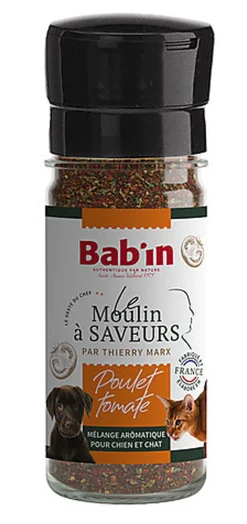 Bab'in - Moulin à Saveurs Mélange Aromatique Poulet & Tomate pour Chiens et Chats - 45g