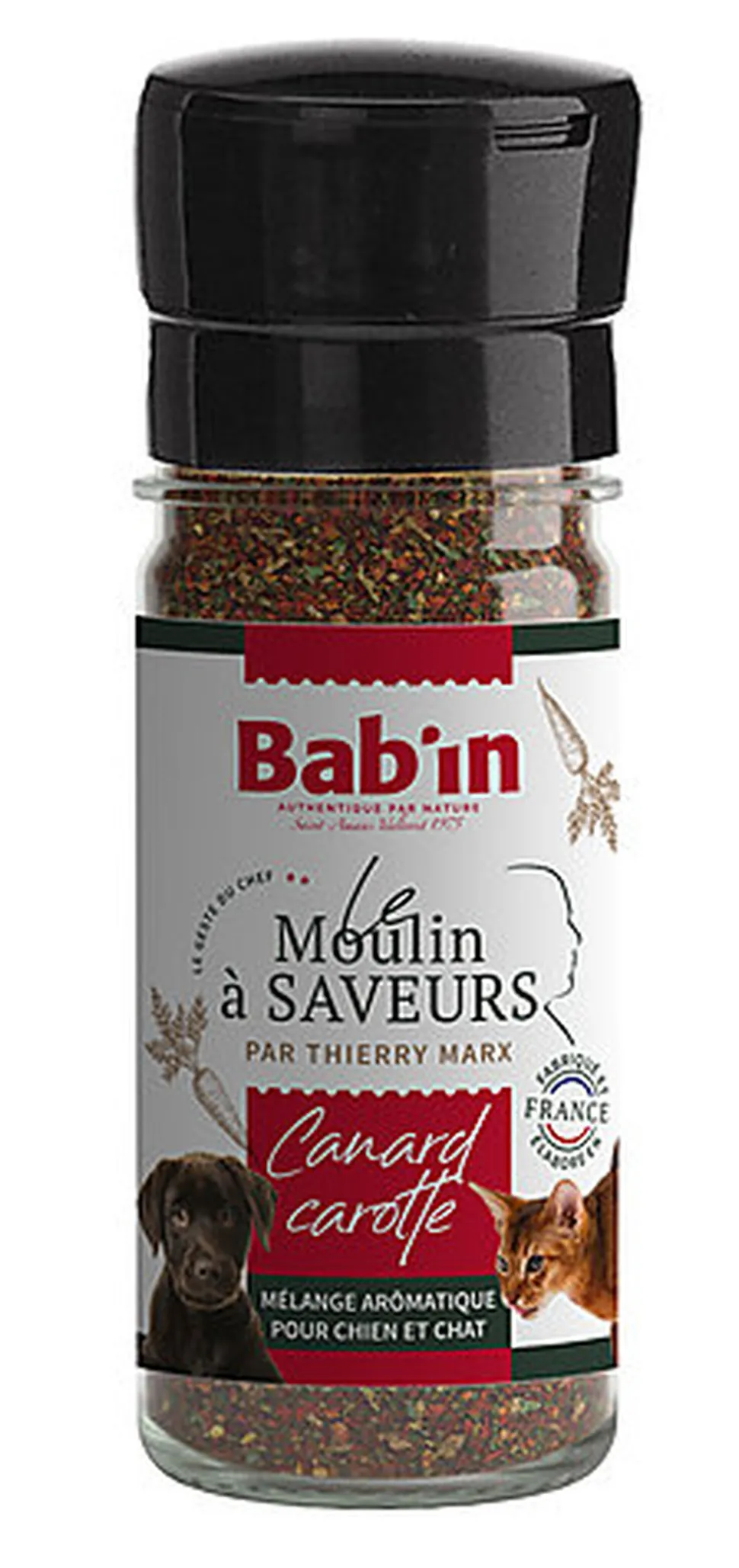 Bab'in - Moulin à Saveurs Mélange Aromatique Canard & Carottes pour Chiens et Chats - 45g