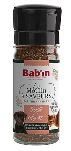 Bab'in - Moulin à Saveurs Mélange Aromatique Truite & Algue pour Chiens et Chats - 45g