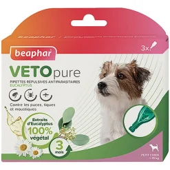 Beaphar - Pipettes Antiparasitaires VETOpure Eucalyptus pour Petits Chiens - 3x1ml