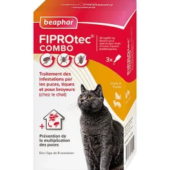 Beaphar - Pipettes Anti-tiques Fiprotec Combo pour Chat - x3