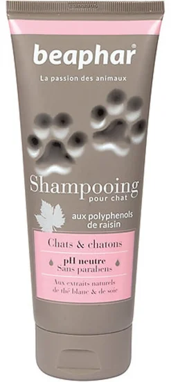 Beaphar - Shampoing pour chats & chatons aux extraits naturels de thé blanc & de soie - 200 ml