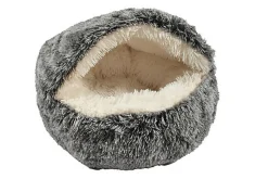 Bobby - Dôme Cachette Bulle Poilu Gris pour Chat - S