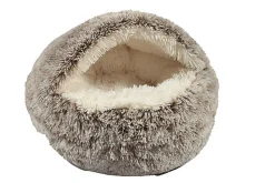 Bobby - Dôme Cachette Bulle Poilu Taupe pour Chat - S