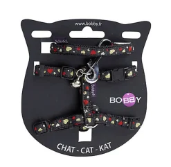 Bobby - Harnais + Laisse Lovely Noir pour Chats - XS