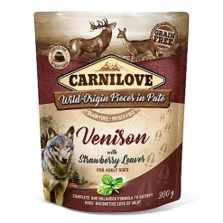 Carnilove - Sachet Fraîcheur Adulte Cerf et Feuilles de Fraisier pour Chiens - 300g