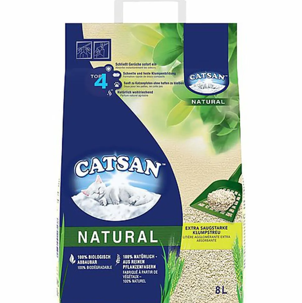 Catsan - Litière Natural Végétale Agglomérante pour Chat - 8L