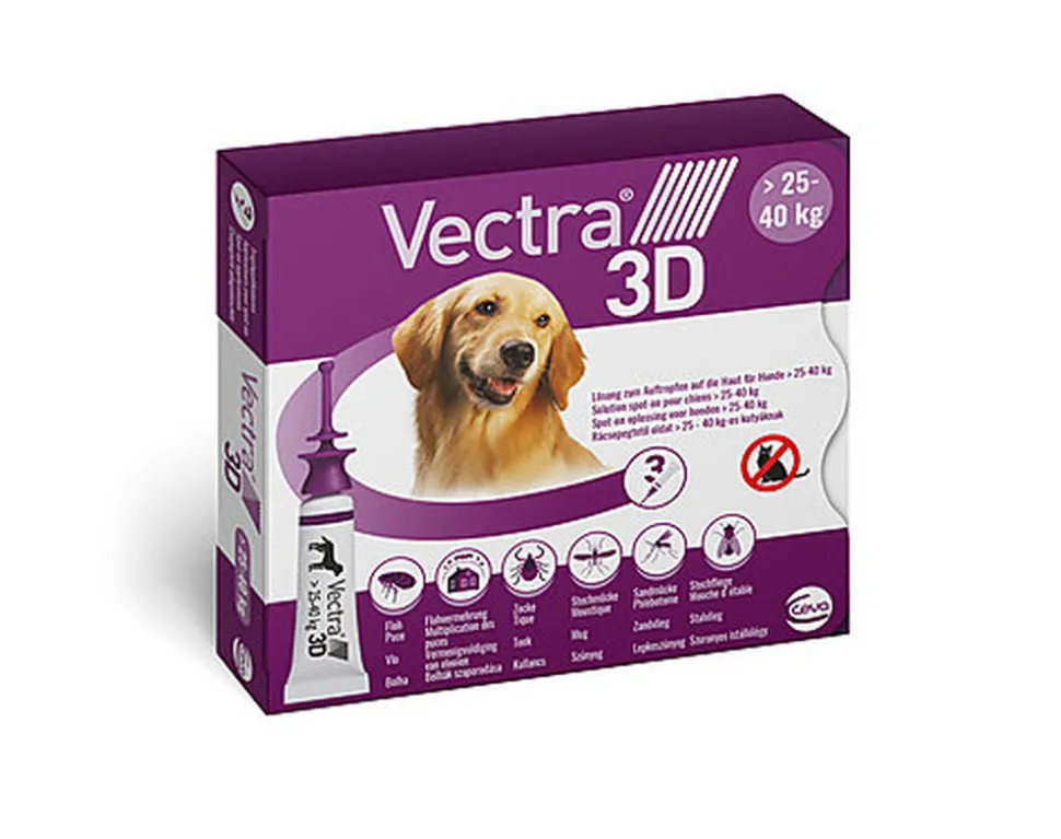 Ceva - Pipettes Antiparasitaires Vectra 3D 25-40Kg pour Chiens - x3