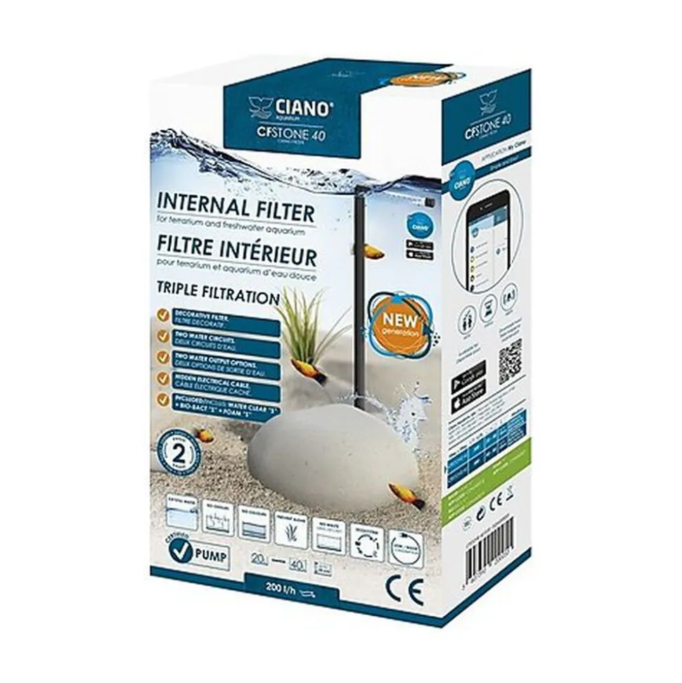 Ciano - Filtre CFSTONE 40 pour Aquarium - Gris