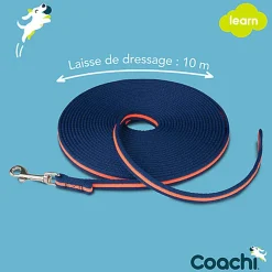 Coachi - Laisse de Dressage Training Line Bleu et Corail pour Chiens - 10m