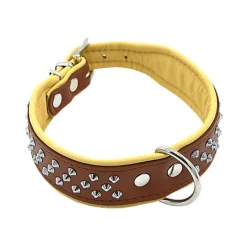 Comme Un Roi - Collier Cuir Clouté So Chic Caramel pour Chien