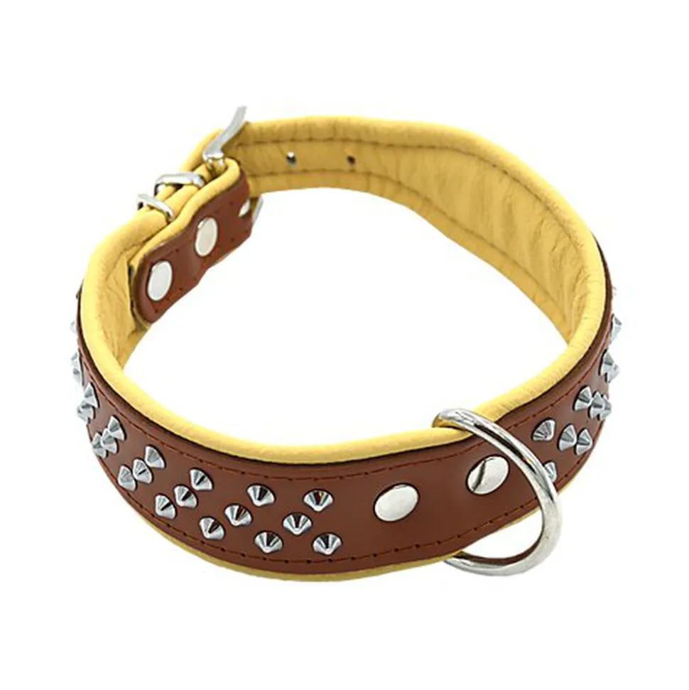 Comme Un Roi - Collier Cuir Clouté So Chic Caramel pour Chien