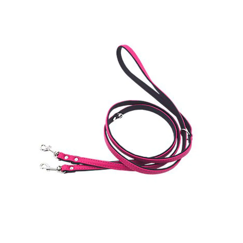 Comme Un Roi - Laisse Cuir Ajustable So Trendy Rose / Noir pour Chien - 200cm