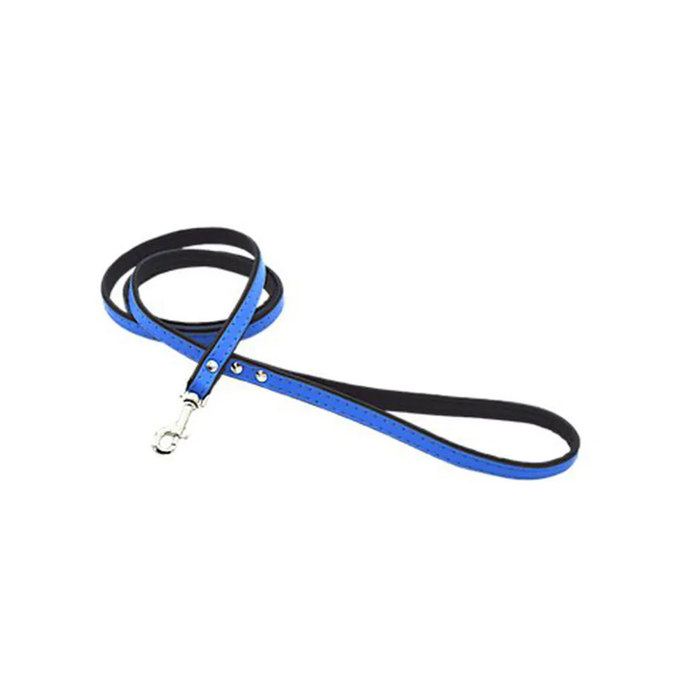 Comme Un Roi - Laisse Cuir So Trendy Bleu / Noir pour Chien et Chat - 120cm