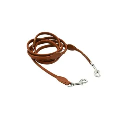 Comme Un Roi - Laisse Cuir Ajustable So Chic Caramel pour Chien et Chat - 220cm