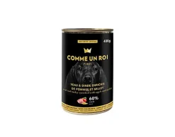 Comme Un Roi - Pâtée au Veau et à la Dinde Enrichis de Pommes et Millet pour Chien - 400g